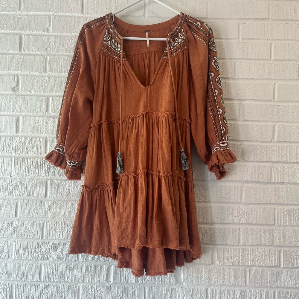 Free People Dreamweaver embroidered tiered tunic